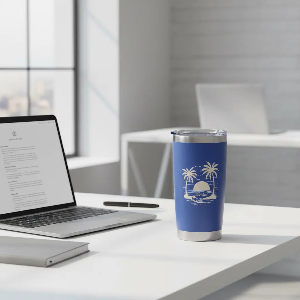 Custom Logo 20oz Insulated Tumbler — Blue, Corporate Gift