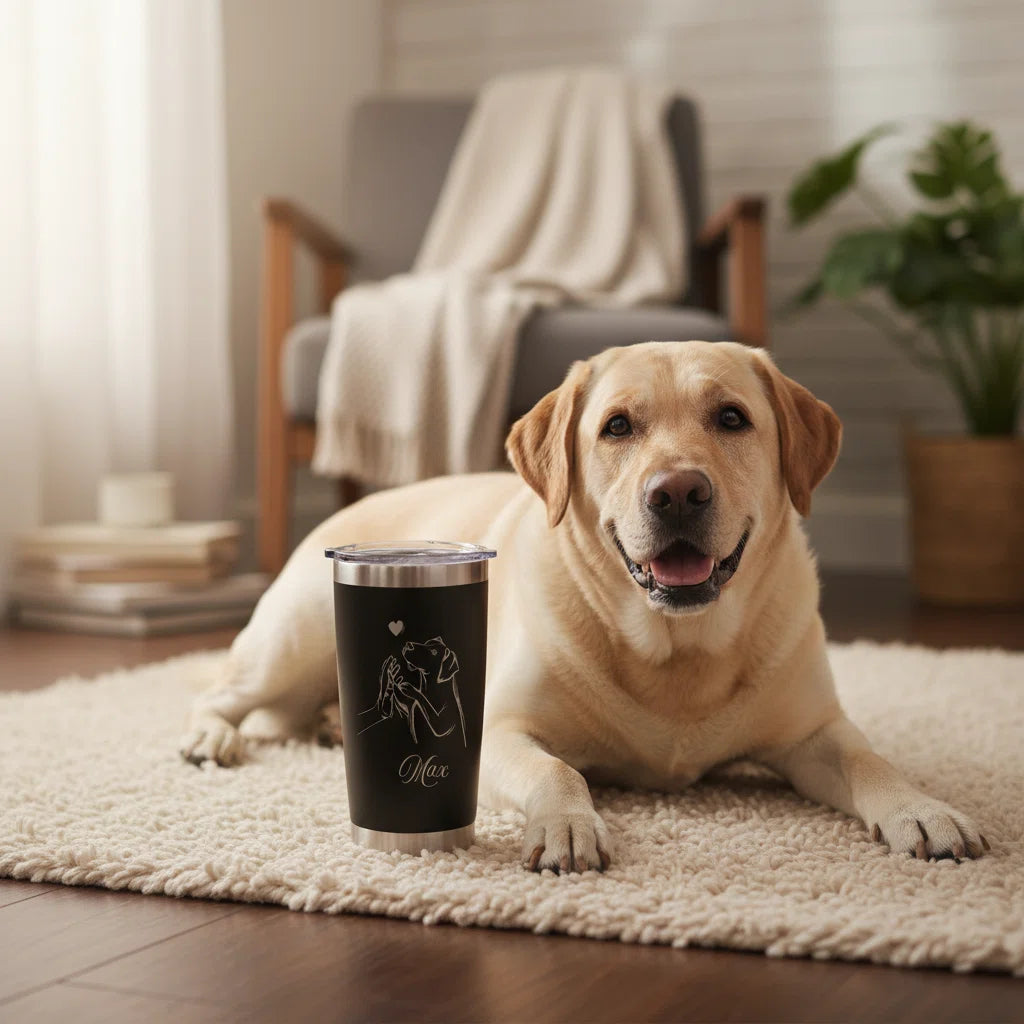 Personalized Dog Lover Tumbler – Custom Pet Name Laser Engraved 20oz Insulated Mug