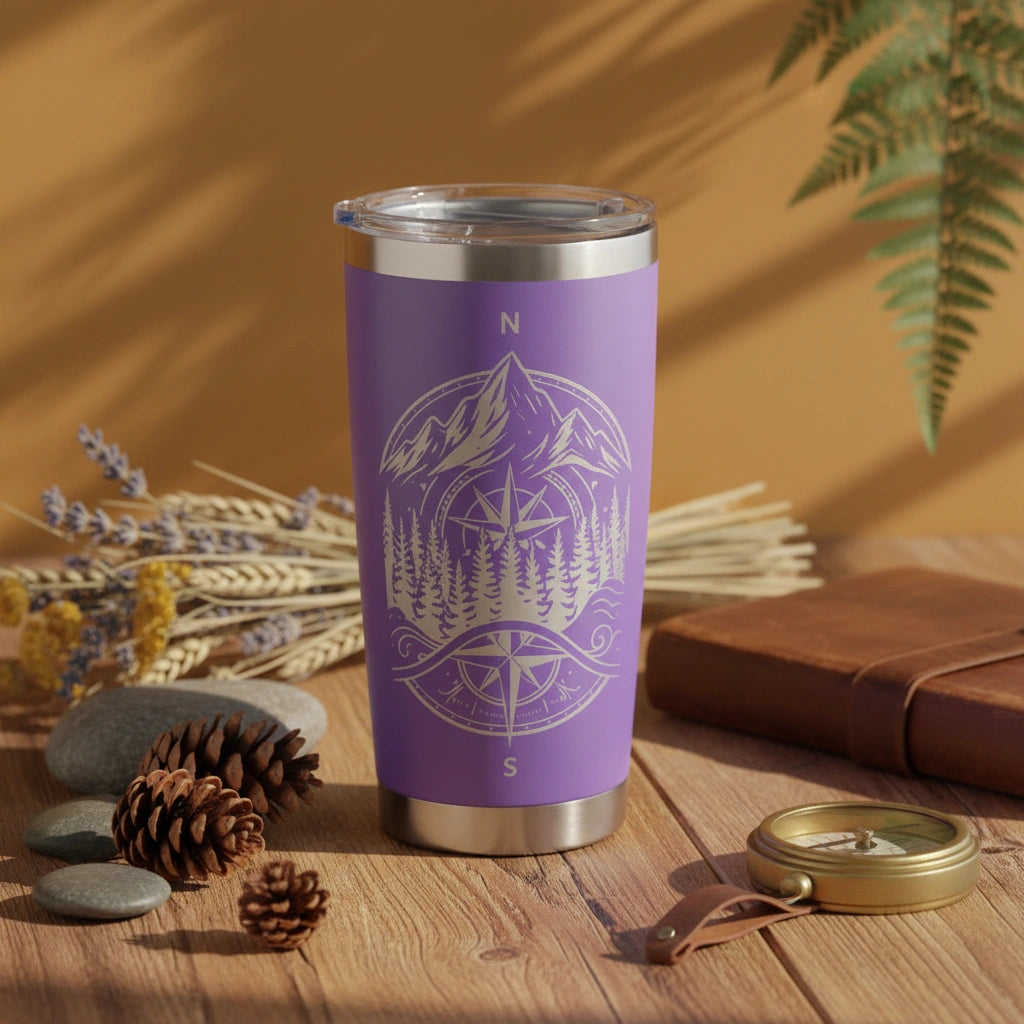 Personalized Vacation 20oz Insulated Tumbler — Purple, Custom Name & Design