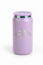 Personalized Mountain Scene Can Tumbler 16oz | Laser Engraved Iridescent Lid | Custom Name Gift