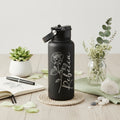 Personalized Rose Name Large Sport Water Bottle 34oz | Vertical Laser Engraved | Custom Gift for Her