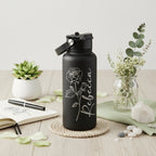 Personalized Rose Name Large Sport Water Bottle 34oz | Vertical Laser Engraved | Custom Gift for Her