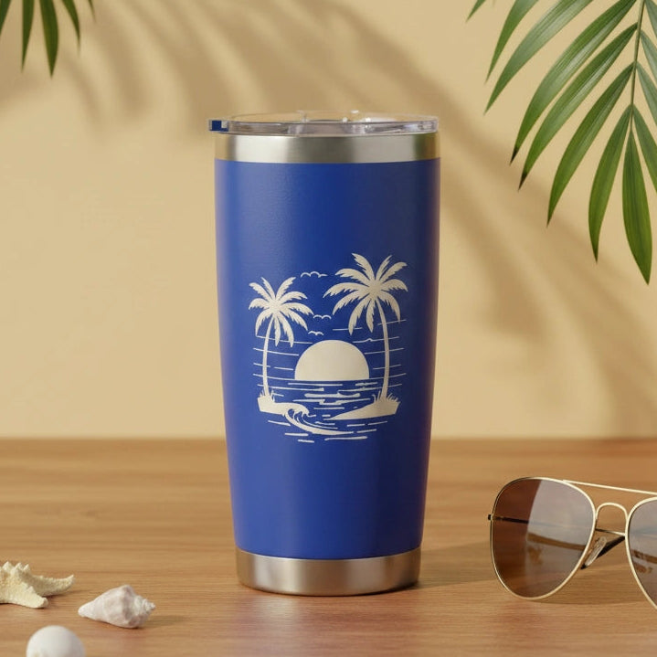 Custom Logo 20oz Insulated Tumbler — Blue, Corporate Gift