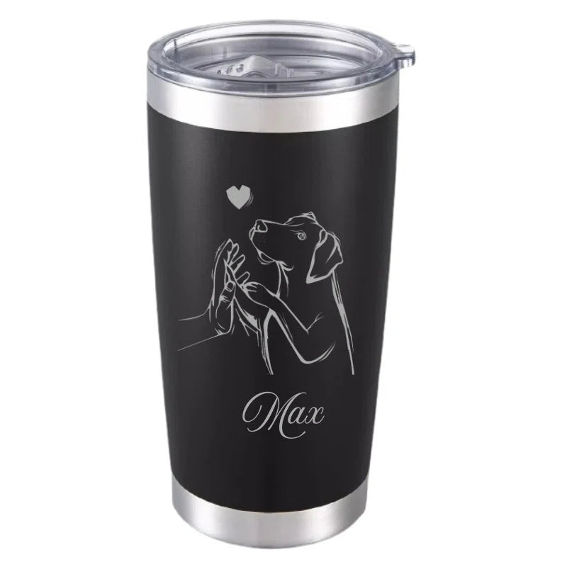 Personalized Dog Lover Tumbler – Custom Pet Name Laser Engraved 20oz Insulated Mug