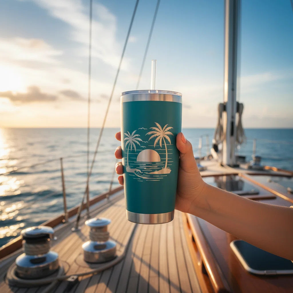 Personalized 20oz Tumbler with Straw | Custom Laser Engraved | Girls Trip & Beach Cup