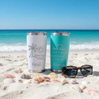 Personalized 20oz Beach Day Laser Engraved Tumbler | Custom Name Insulated Travel Mug