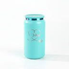 Personalized Heart Name Can Tumbler 16oz | Laser Engraved Iridescent Lid Custom Gift for Her