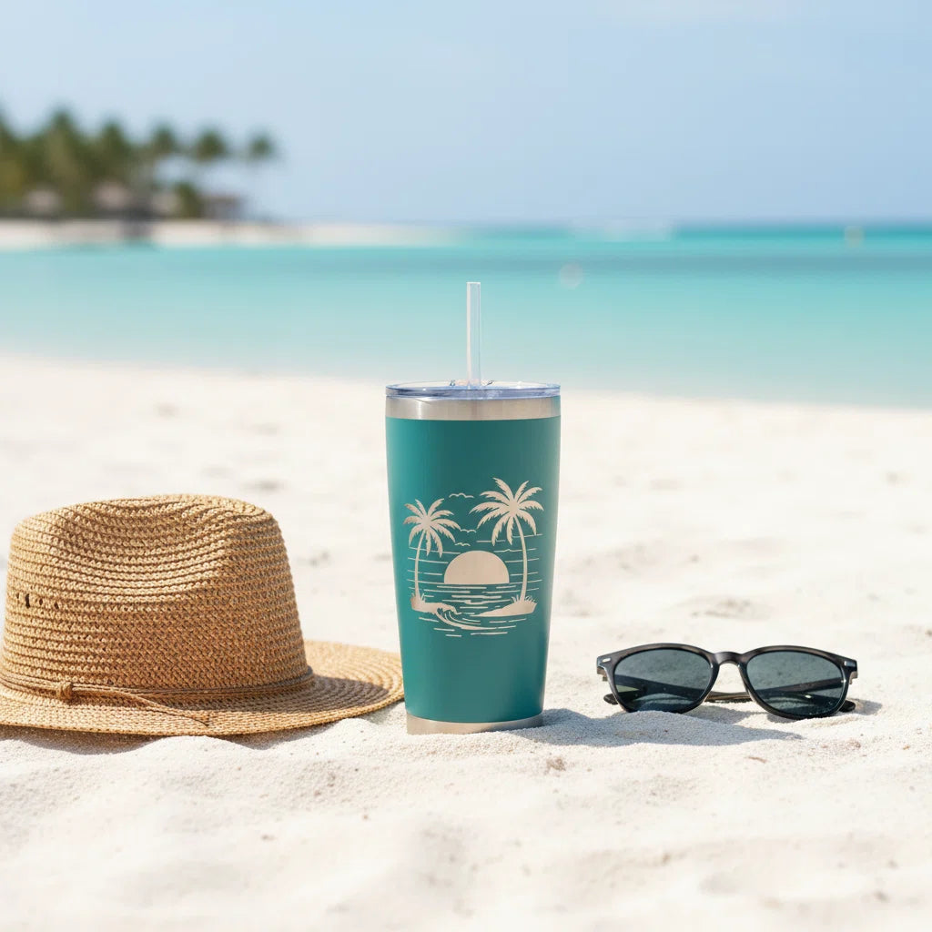 Personalized 20oz Tumbler with Straw | Custom Laser Engraved | Girls Trip & Beach Cup