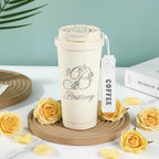 Personalized Laser Engraved Tumbler with Wrist Strap — Custom Monogram & Name | Rose Butterfly Design
